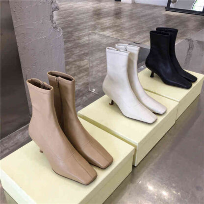 Купить Boots spring and autumn low barrel Martin boots square head adhesive shoes women's cat heel elegant fashion