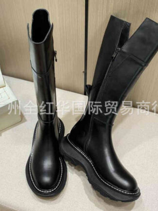 Купить Boots British style star same Martin boots women's leather thick bottom autumn and winter long tube is thinner than knee