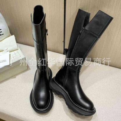 Купить Boots British style star same Martin boots women's leather thick bottom autumn and winter long tube is thinner than knee