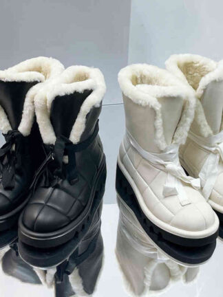 Купить Boots autumn winter leather flat bottom strap snow boots fat bread short Martin thick soled cotton