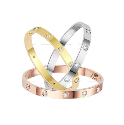 Купить Love women's Bracelet Bangles Women Men 10CZ Titanium Steel Screw Screwdriver Bracelets Gold Silver Rose Bracelet Jewelry Never Fade Not Allergic with velvet bag