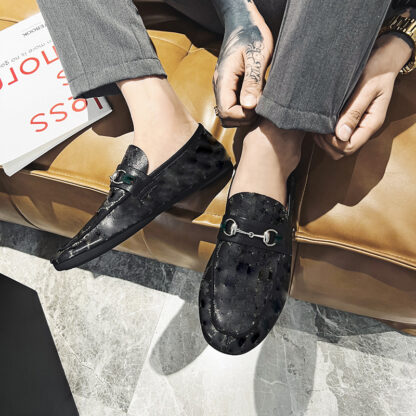 Купить Loafers Men Shoes Pu Leather Print Color Slip on Round Head Flat Bottom Casual Business Fashion Chaussure Homeme DP297