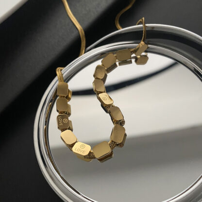 Купить Pendant Necklaces Rectangular letter necklace light luxury women's fashion gold snake chain titanium steel lock bone chain Korean version net red accessories neck