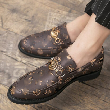 Купить Loafers Shoes Pu Flat Bottom Printed Metal Buckle Decoration Is Fashionable Comfortable Slip on Non Slip Classic HM304