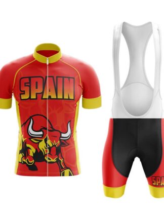 Купить 2022 Team Spain Interesting Summer Cycling Short Sleeve Jersey And Bib Shorts Suit
