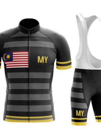 Купить 2022 Team Malaysia Interesting Summer Black Cycling Short Sleeve Jersey With Bib Shorts Kit