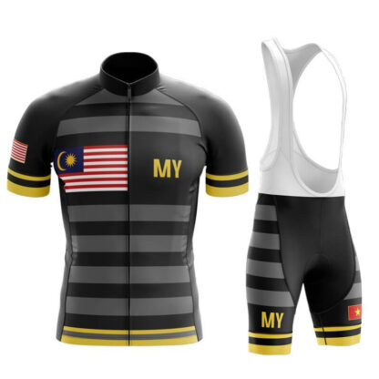 Купить 2022 Team Malaysia Interesting Summer Black Cycling Short Sleeve Jersey With Bib Shorts Kit