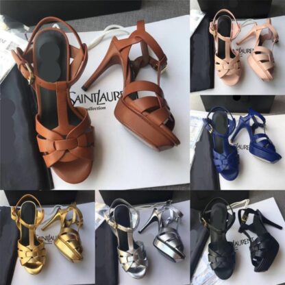 Купить Italy Designer luxury Tribute sandals summer Shoes 140mm High heels Sexy women's shoes Solid cowhide gold-tone hardware sandal branded LOGO LettersSL A1888 35--41