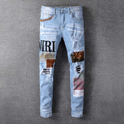 Купить Mens jeans designs for men Distressed Motorcycle biker jean Rock Skinny Slim Ripped hole letter Top Quality Brand Hip Hop Denim Pants