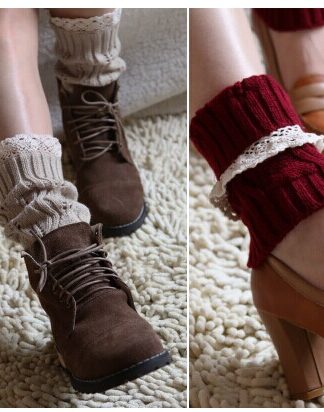 Купить 2015 Lace knitted booty Gaiters Boot Cuffs Leg Warmers Ballet Dance Boot stocking burn out Boot Covers Fashion 8 colors #3705