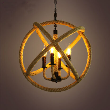 Купить Loft Style Nordic Retro Hanglamp Creative Pastoral Clothing Store Coffee Hall Rope Chandelier Vintage Industrial Lighting