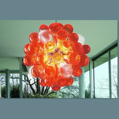 Купить red crystal chandelier lighting ball blown glass chandelier handmade art decor light Living room chandelier lighting