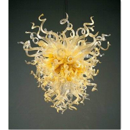 Купить Blown Glass Chandelier Lightings Dining Room Decor Art Crafts Metal Yellow Color Led Crystal Ceiling Chandeliers