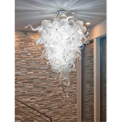 Купить Fancy White Crystal Ceiling Lights LED Murano Borosilicate Glass Chandelier Lightings 100% Handmade High Quality Art chandeliers