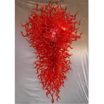 Купить Red Color Shade Lighting Large LED Borosilicate Glass Chandelier Lightings 100% Handmade Art Floor Chandeliers