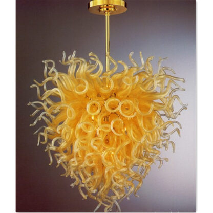 Купить Design Yellow Color Heart Shape LED Borosilicate Glass Chandelier Lightings 100% Handmade Art Livingroom Chandeliers