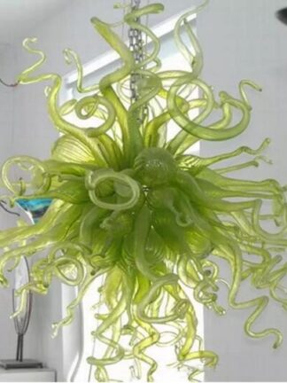 Купить 100% Hand Blown Glass Shade Green Chandelier Style Modern Home Decorative Art Pendant Lighting Fixture Crystal Lamp in Dubai