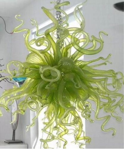 Купить 100% Hand Blown Glass Shade Green Chandelier Style Modern Home Decorative Art Pendant Lighting Fixture Crystal Lamp in Dubai
