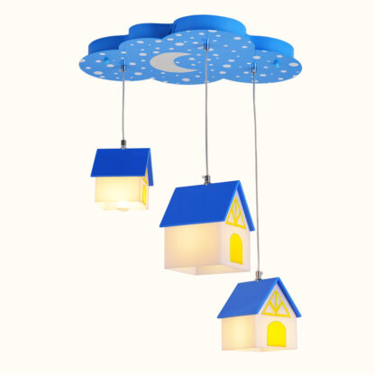 Купить Dining room LED Three heads pendant lights modern simple red blue house model droplight for Living room kids room bedroom hanging light