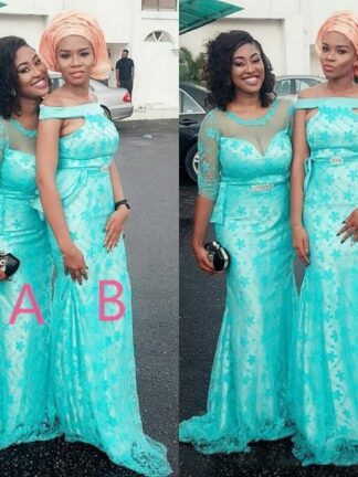 Купить Turquoise Mix Styles Arabic Bridesmaid Dresses For Wedding Lace Covered Satin Mermaid Maid Of Honor Gowns Women Prom Party Dresses