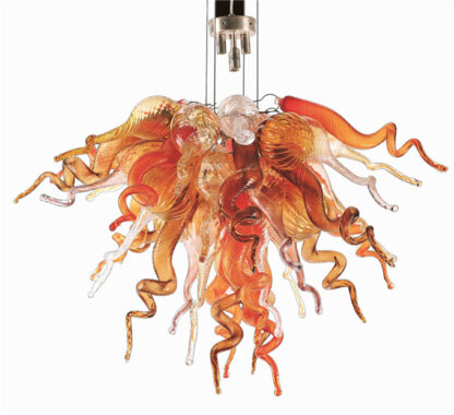 Купить Pendant Lamps Amber Hand Blown Glass Chandeliers Modern Flower Shape Crystal Chandelier Contemporary Ceiling Lights Indoor Lighting
