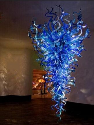Купить Lamps Murano Chandeliers Light Modern Pendant Lights Blue Blown Glass Chandelier On Sale LED Bulbs