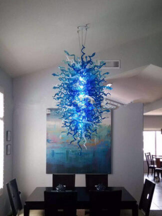 Купить Lamps 100% Mouth Blown Murano Blue Glass Style Chandeliers AC 110v/240v Morrocan Lamp Led Chandelier for Dining Room