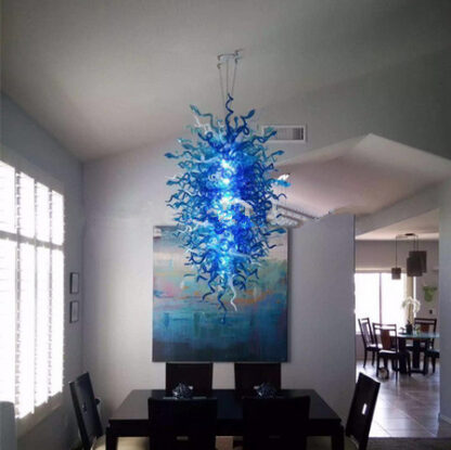 Купить Lamps 100% Mouth Blown Murano Blue Glass Style Chandeliers AC 110v/240v Morrocan Lamp Led Chandelier for Dining Room