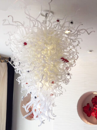 Купить Excellent Lamps Style White Flower Bloom Hand Blown Murano Glass Chandelier 110v-240v LED Bulbs for Wedding