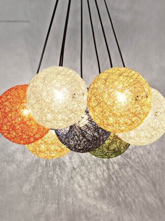 Купить Creative Colorful Ball Chandelier Modern Pendant Lamps Lights Fixtures Cafe Lighting LED Loft Bar Lamp Bedroom Droplight Store