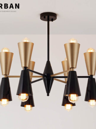 Купить Modern Pendant Light Living Room Bedroom Hanging Lamp 6 Lights E27 LED Pendant Lighting Gold and Black Color