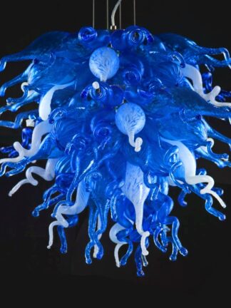 Купить Pendant Lamps China LED Flush Mounted Pendant-Lamps Handmade Blown Glass Chandelier Lighting Murano Chandeliers Blue and White Color