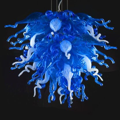 Купить Pendant Lamps China LED Flush Mounted Pendant-Lamps Handmade Blown Glass Chandelier Lighting Murano Chandeliers Blue and White Color