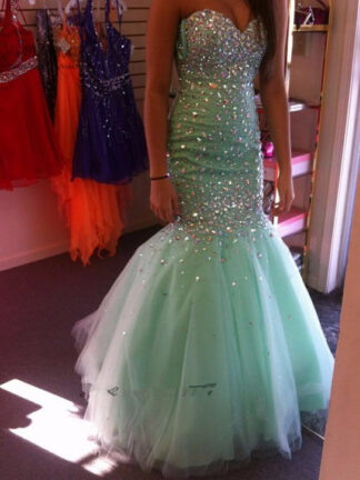 Купить Vestidos de Baile Mint Green Mermaid Prom Dress Crystals Long Evening Gowns Ballkleider Buy Direct From China Sexy