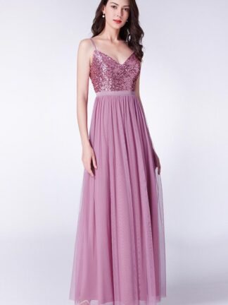 Купить 2022 Evening Dresses Sequin Bridesmaid Chiffon Blush Pink Prom Maxi Skirt Party Gowns robes de soirée