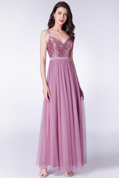 Купить 2022 Evening Dresses Sequin Bridesmaid Chiffon Blush Pink Prom Maxi Skirt Party Gowns robes de soirée