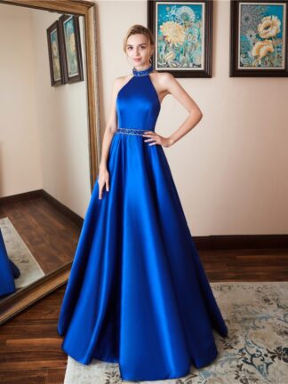 Купить 2022 Robe De Soiree Luxury Blue Evening Dresses Arrival 2 Pieces A Line Puffy Beaded Long Prom Party