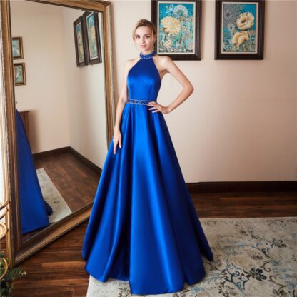 Купить 2022 Robe De Soiree Luxury Blue Evening Dresses Arrival 2 Pieces A Line Puffy Beaded Long Prom Party