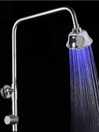 Купить New Round 3 Colors Temperature Sensor LED Shower Head Temperature Sensor Top Spray Water-Saving Bath Sprinkler Home Bathroom Accessories