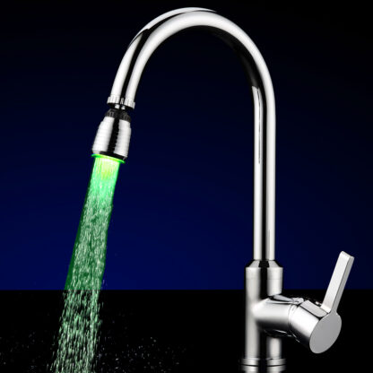 Купить 360°LED faucet temperature sensor kitchen LED Light 35*38mm Water faucets Tap Heads RGB Glow Shower Stream bathroom 7 Color Change Drop ship