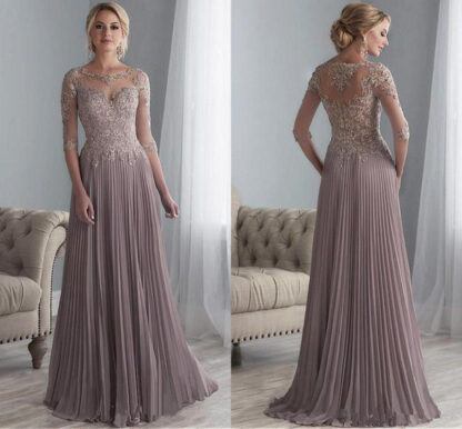 Купить Lace Appliques Mother of the Bride Dresses Vestido de Festa Purple Wedding Party Dress Long Chiffon Novia