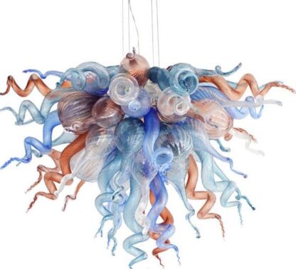 Купить 2018 New Arrival Chandeliers LED Lights Colored Dimmable 100% Hand Blown Art Glass Ceiling Chandelier Lighting
