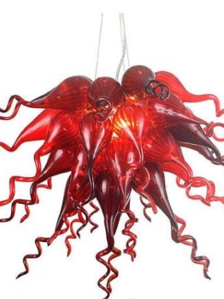 Купить Pendant Lamps Red Blown Glass Art Chandeliers Light Led Lights Home Decoration Style Hand Blown-Glass Chandelier