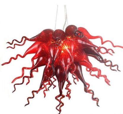 Купить Pendant Lamps Red Blown Glass Art Chandeliers Light Led Lights Home Decoration Style Hand Blown-Glass Chandelier