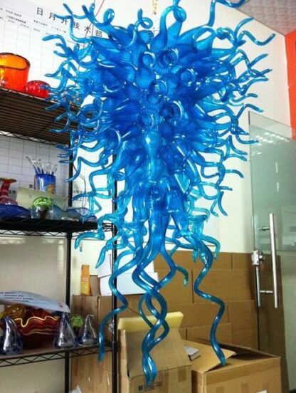 Купить Lamps Large Blue Hand Blown-Glass Chandeliers Light Factory Price E14 Crystal Modern Indoor Lighting Chandelier