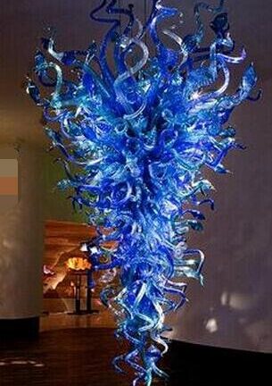 Купить Lamps LED Blue Chandeliers Lighting Murano Pendant Lights Hand Blown Glass Chandelier Wedding Decor Energy Saving