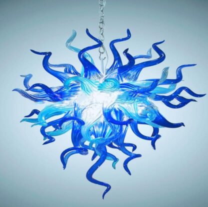 Купить Ocean Blue LED Flush Mount Ceiling Lights New House Decoration Handmade Blown Glass Art Chandelier on Sale