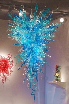 Купить Design Turquoise Blue Hotel Lobby 48 inches Handcraft Blown Glass Chandelier LED Art Chandeliers- Girban Brand