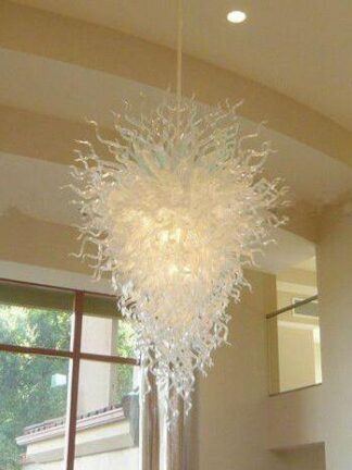 Купить Lamp Elegant Large White Blown Glass Style Chandeliers Fashionable LED Lights and Lighting Art Deco Hanging Pendant Lamps