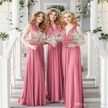 Купить Cheap New Multi Colors 2020 Bridesmaid Dresses Sexy Sleeveless Backless Criss Cross Straps Convertible Bridesmaid Formal Dress FS8235